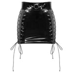 PVC Leather High Waist Zipper Back Lace-Up Mini Pencil Skirt - Alt Style Clothing