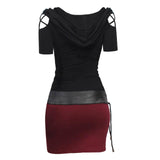 Gothic style Lace Up Slim Waist Belted Long Sleeve Dress