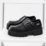 Patent Leather Derby Shoes With Platform Loafers
