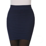 Short Elastic Pleated High Waist Slim Mini Skirt - Casual Pencil Silhouette