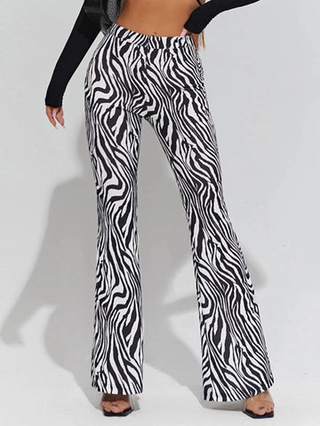 High-Waisted Zebra Print Wide Leg Pants - Perfect for Casual and Fashionable Wear