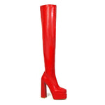 Make a Bold Statement with Our Block Heels Platform Gothic Over The Knee Boots with High Heels - Alt Style Clothing