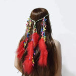 Boho Peacock Feather Adjustable Headdress - Women's Novelty Hair Band