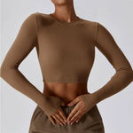 Long Sleeve Running Exposed Navel Crop Top