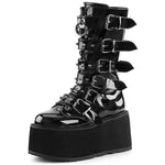 Gothic Punk Mid-Calf Platform Boots – Bold Style with Rivet Detailing