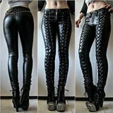 Retro Steampunk PU Leather Pants for Women