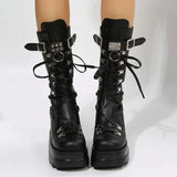 Punk Sweet Heart Platform Ankle Boots with Metal Decoration