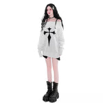 Gothic Geometric Shoulder Knitted Pullover Sweater