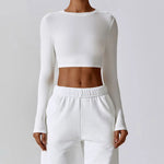 Long Sleeve Running Exposed Navel Crop Top