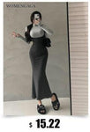Basic Long Sleeve High Neck Maix Dress Skinny Bottom - Alt Style Clothing