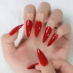 24pcs Stiletto Mirror Red Press-On Nails with Tabs