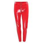 High-Waisted Push-Up PU Leather Leggings with Back Zipper Detail