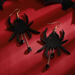 Halloween Acrylic Black Spider Drop Earrings