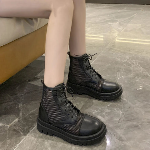 New Chunky Gothic Ankle Boots for Women with Platform Wedges and Demonias Shoes