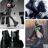 Platform High Heel Punk Wedge Ankle Boots – Cosplay-Inspired Motorcycle Style