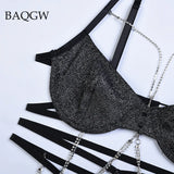 Glitter Lingerie Sexy Female Underwear Push Up Set