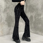 Retro Gothic High-Waist Flared Pants – Victorian Elegance Meets Modern Gothic Aesthetic