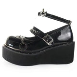 Platform Chain Wedge Pumps – Stylish PU Leather with Butterfly Knot