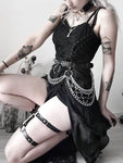 Goth Dark Split Mall Gothic Lace Sexy Bandage Midi Dress - Alt Style Clothing