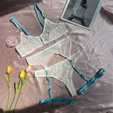 Contrast Color Lace Lingerie Set - Wire-Free, Sensual Seamless Underwear