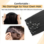 7-Piece Black Ombre Long Straight Hair Extensions - Heat-Resistant Clip-In Set