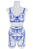 Delicate Lingerie Fancy Lace Underwear 3-Piece Transparent Bra And Panty Set