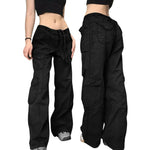 Straight Oversized Cargo Pants - Mid-Waist Wide-Leg Casual Style