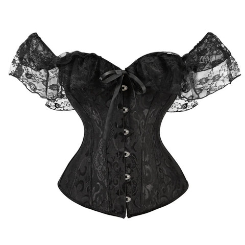 Short Sleeve Corset Top – Solid Color Lace-Up Bustier