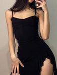 Goth Dark E-girl Sweet Bandage Backless Black Mini Dresses