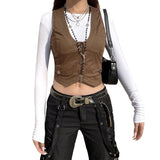 Gothic Retro Button Down Fit Vest Top - Alt Style Clothing