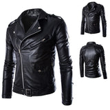 Slim Fit Motorcycle Leather Jacket - Classic Biker Style