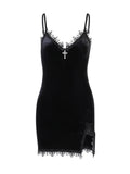 Darkly Alluring Gothic Vintage Lace Sleeveless Mini Dress