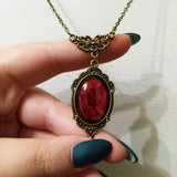Vintage Red Quartz Crystal Necklace