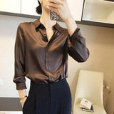 Premium Single Breasted Straight Loose Chiffon Thin Long Sleeve Blouse - Alt Style Clothing
