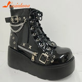 Gothic Platform Combat Ankle Boots – Bold Slip-On Street Style