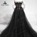 Gothic Black Long Bridal Gown - Alt Style Clothing