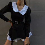 Sweet Peter Pan Collar Fake Two-Piece Office Lady Dress