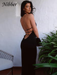 Elegant Backless Halter Bandage Maxi Dress