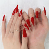 24pcs Stiletto Mirror Red Press-On Nails with Tabs