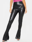 Sexy PU Leather V-Neck Cropped Set - Spaghetti Strap Casual Suit for a Flirty Look - Alt Style Clothing