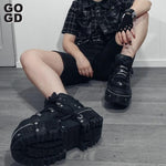 Shoes Lace-up Platform Shoes Metal Decor Gothic Ankle Boots - Alt Style Clothing