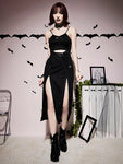 Goth Dark Grunge Bandage High Split Maxi Skirt