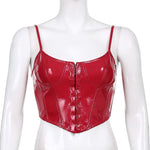 PU Leather Bustier Crop Top Low-cut Slim - Alt Style Clothing