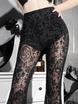 InsDoit Gothic Flare Pants - Sexy High-Waist See-Through Style - Alt Style Clothing