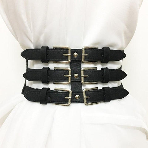 3 Straps BeltsSoft Faux Leather Elastic Leather Straps - Alt Style Clothing