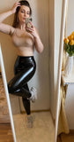 Reflective Shiny Mirror Leather Leggings - Slim Sexy Fit with High-Waist Stretch and PU Leather - Alt Style Clothing