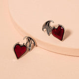 Lost Lady New Fashion Devil Wings Heart-shaped Earrings - Alt Style Clothing