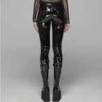 Shiny Patent Leather High-Waisted Pencil Pants - Perfect for Punk Style Fashion with PVC Leather