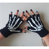 Half Finger Skeleton Skull Gloves - Glow-in-the-Dark Punk Style - Alt Style Clothing
