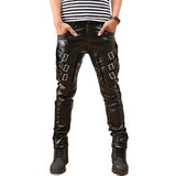 Gothic Punk Party Costume Faux Leather Pants - Featuring PU Buckles for a Unique and Edgy Look - Alt Style Clothing